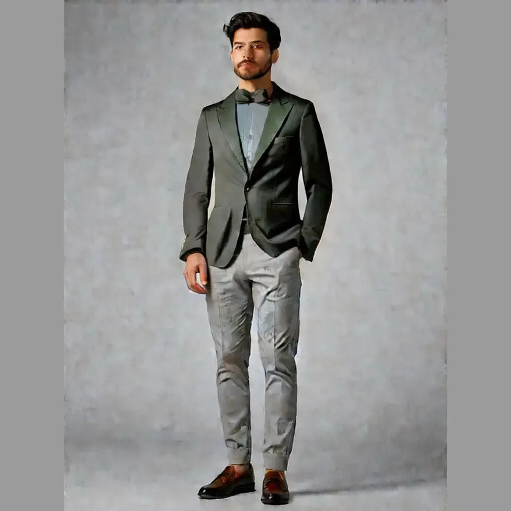Henry Roulette Black Wool One Button Tailored Blazer
